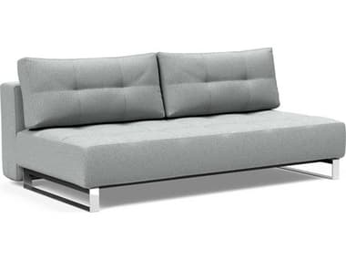 Innovation Supermax Del 79&quot; Melange Light Grey Chrome Fabric Upholstered Sofa Bed IV9574826053802