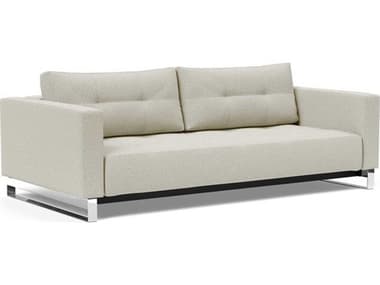 Innovation Cassius Del 91" Mixed Dance Natural Chrome White Fabric Upholstered Sofa Bed IV9574828252702