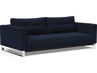 Innovation Cassius Del 91&quot; Mixed Dance Blue Chrome Fabric Upholstered Sofa Bed IV9574828252802
