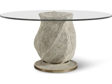 Jonathan Charles Water Round Natural Travertin Stone Dining Table JC0012D00NTCBS