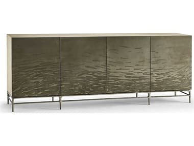 Jonathan Charles Water Polished Stainless / Whitewashed Oak 96'' Wide Buffet JC0013403EAL