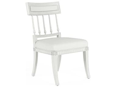 Jonathan Charles White Acacia Wood Fabric Upholstered Side Dining Chair JC0022120CHK