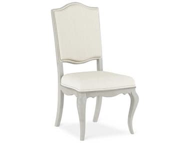 Jonathan Charles White Acacia Wood Gray Fabric Upholstered Side Dining Chair JC0022131PLG