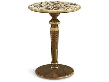 Jonathan Charles Trianon 18" Round Wood Oak Leaf Parquetry End Table JC0073DQ0OLP