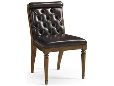 Jonathan Charles Viceroy Mahogany Wood Brown Leather Upholstered Side Dining Chair JC0082030VBS