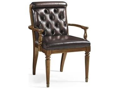 Jonathan Charles Viceroy Mahogany Wood Brown Leather Arm Dining Chair JC0082130VBS