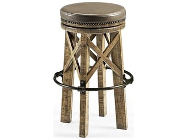 Jonathan Charles Jc Casual Driftwood Leather Swivel Acacia Wood Bar Stool JC491071DTM