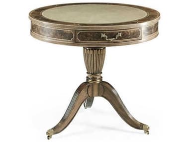 Jonathan Charles Buckingham 30" Round Leather Bleached Mahogany End Table JC492611MBLL030