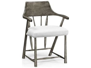 Jonathan Charles Jc Casual Acacia Wood Gray Upholstered Arm Dining Chair JC492783ADGDCOM