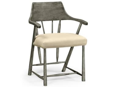 Jonathan Charles Casually Country Acacia Wood Gray Upholstered Arm Dining Chair JC492783ADGF001