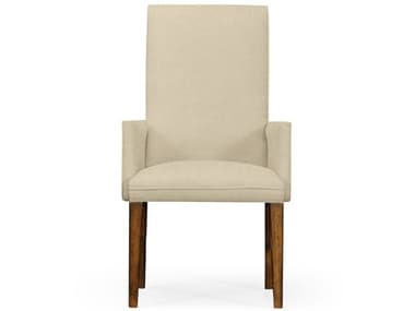 Jonathan Charles Luxe Walnut Wood Brown Upholstered Arm Dining Chair JC493898ACWALF001