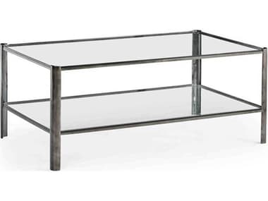 Jonathan Charles Gatsby Rectangular Glass Black Nickel Coffee Table JC494977NKB