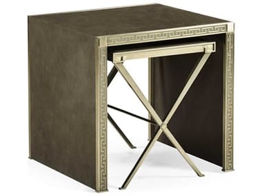 Jonathan Charles Jc Traditional Square Leather Champagne Stainless Steel End Table JC496073STCL033