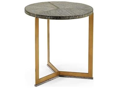 Jonathan Charles Geometric Round Wood Dark French Oak End Table JC500336DFO