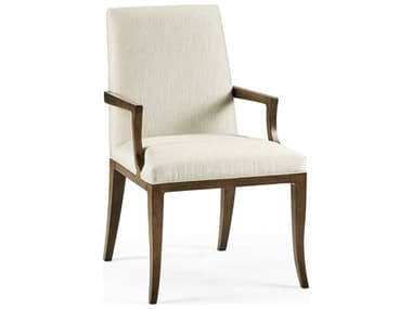 Jonathan Charles Toulouse Walnut Wood White Fabric Upholstered Arm Dining Chair JC500349ACWTLF300