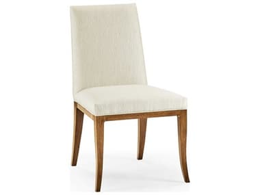 Jonathan Charles Toulouse Walnut Wood White Fabric Upholstered Side Dining Chair JC500349SCWTLF300