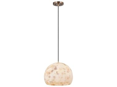 Justice Design Group Alabaster Rocks Globe 1-Light Brushed Brass Mini Pendant JDALR6533BRSS