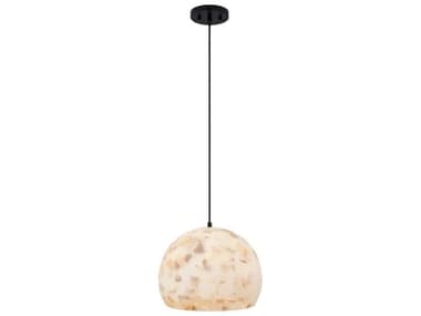 Justice Design Group Alabaster Rocks Globe 1-Light Matte Black Mini Pendant JDALR6533MBLK