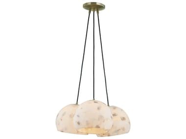 Justice Design Group Alabaster Rocks Globe 3-Light Brushed Brass Pendant JDALR6534BRSS