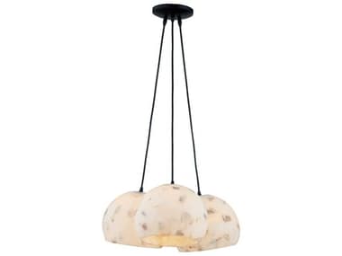 Justice Design Group Alabaster Rocks Globe 3-Light Matte Black Pendant JDALR6534MBLK