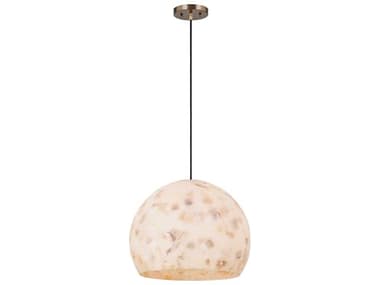 Justice Design Group Alabaster Rocks Globe 1-Light Brushed Brass Pendant JDALR6535BRSS