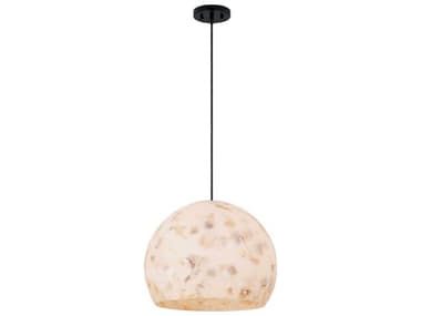 Justice Design Group Alabaster Rocks Globe 1-Light Matte Black Pendant JDALR6535MBLK