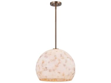 Justice Design Group Alabaster Rocks Globe 1-Light Brushed Brass Pendant JDALR6537BRSS