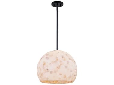 Justice Design Group Alabaster Rocks Globe 1-Light Matte Black Pendant JDALR6537MBLK