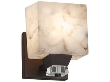 Justice Design Group Alabaster Rocks 8" Tall 1-Light Bronze Crystal Wall Sconce JDALR8471