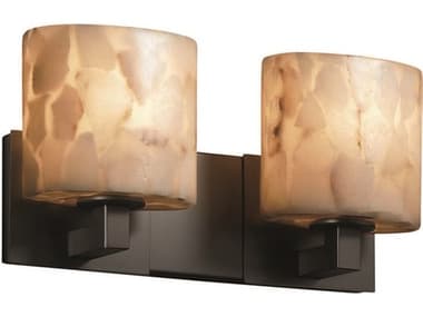 Justice Design Group Alabaster Rocks 15" Wide 2-Light Bronze Vanity Light JDALR8922
