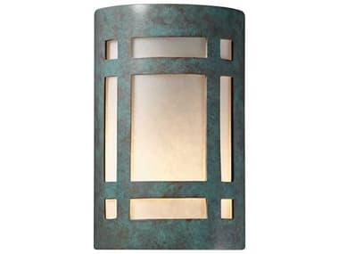 Justice Design Group Ambiance 9" Tall 1-Light Green Wall Sconce JDCER5485