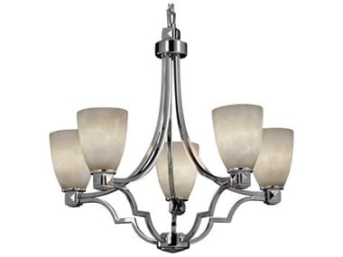 Justice Design Group Clouds 28" Wide 5-Light Chrome Bell Chandelier JDCLD8500