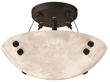 Justice Design Group Clouds 14" 2-Light Bronze Bowl Semi Flush Mount JDCLD9650