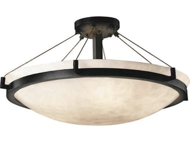 Justice Design Group Clouds 27" 6-Light Nickel Glass Round Semi Flush Mount JDCLD9682