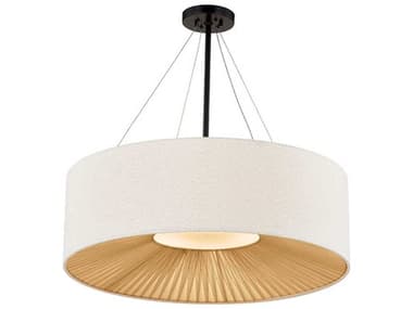 Justice Design Group Textile Warren 8-Light Matte Black Off White Drum Pendant JDFAB9574CREMMBLK