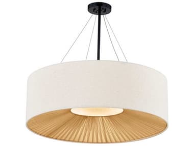 Justice Design Group Textile Warren 8-Light Matte Black Off White Drum Pendant JDFAB9577CREMMBLK