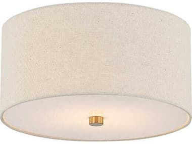 Justice Design Group Textile Classic 2-Light Off White Drum Flush Mount JDFAB9730CREM