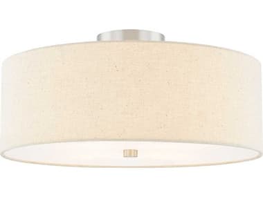 Justice Design Group Textile Classic 4-Light Nickel Off White Drum Semi Flush Mount JDFAB9761CREMNCKL