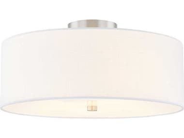 Justice Design Group Textile Classic 4-Light Nickel White Drum Semi Flush Mount JDFAB9761WHTENCKL