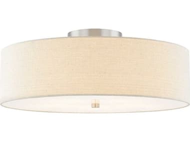 Justice Design Group Textile Classic 5-Light Nickel Off White Drum Semi Flush Mount JDFAB9762CREMNCKL