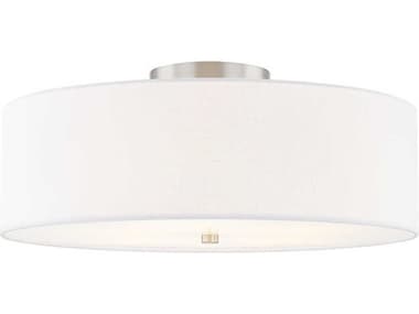 Justice Design Group Textile Classic 5-Light Nickel White Drum Semi Flush Mount JDFAB9762WHTENCKL