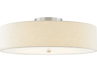 Justice Design Group Textile Classic 6-Light Nickel Off White Drum Semi Flush Mount JDFAB9763CREMNCKL