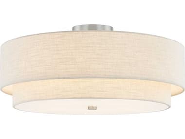 Justice Design Group Textile Classic 5-Light Nickel Drum Semi Flush Mount JDFAB9775CREMNCKL