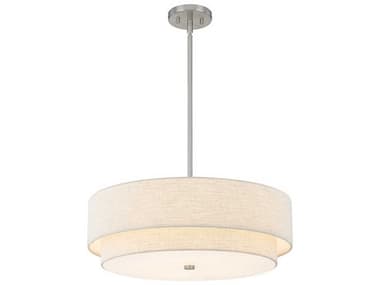 Justice Design Group Textile Classic 5-Light Nickel White Drum Pendant JDFAB9776CREMNCKL