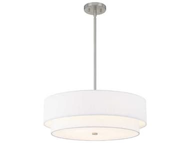 Justice Design Group Textile Classic 5-Light Nickel White Drum Pendant JDFAB9776WHTENCKL