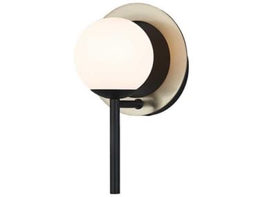 Justice Design Group Fusion 9" Tall 1-Light Matte Black Brass Glass LED Wall Sconce JDFSN4221OPALMBBR
