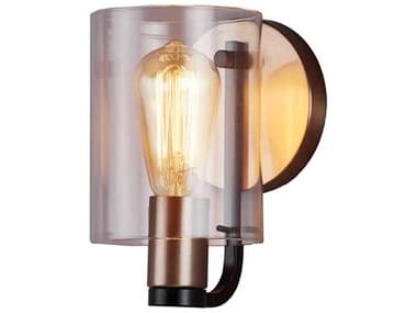 Justice Design Group Fusion 7" Tall 1-Light Matte Black Brass Glass Wall Sconce JDFSN8081CLERMBBR