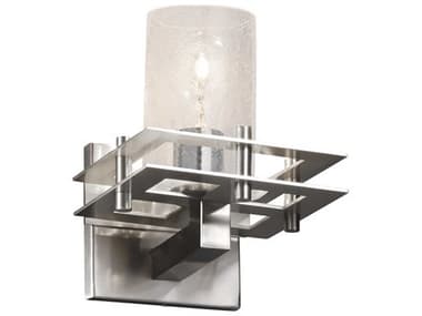 Justice Design Group Fusion 8" Tall 1-Light Nickel Glass Wall Sconce JDFSN8171