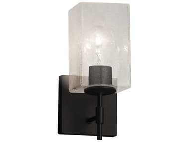 Justice Design Group Fusion 9" Tall 1-Light Black Glass Wall Sconce JDFSN8411