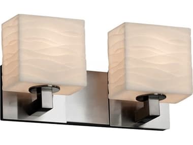 Justice Design Group Porcelina 15" Wide 2-Light Nickel Vanity Light JDPNA8922